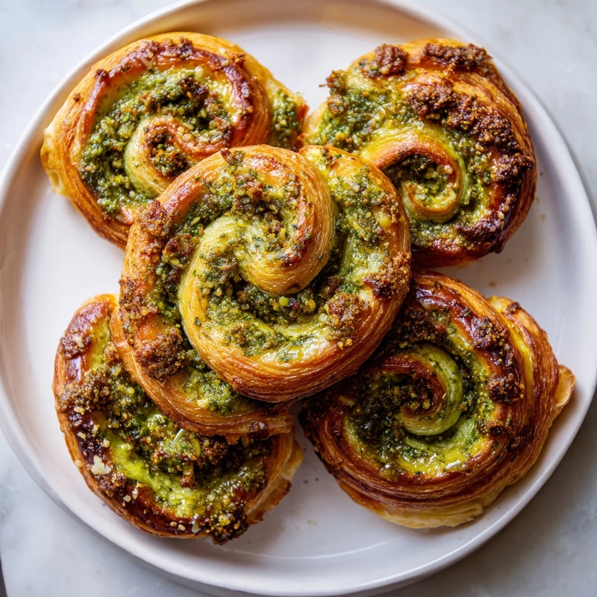 Crispy, savory party snack: The perfectly baked Savory Sun-Dried Tomato and Pesto Palmiers, ready to serve.