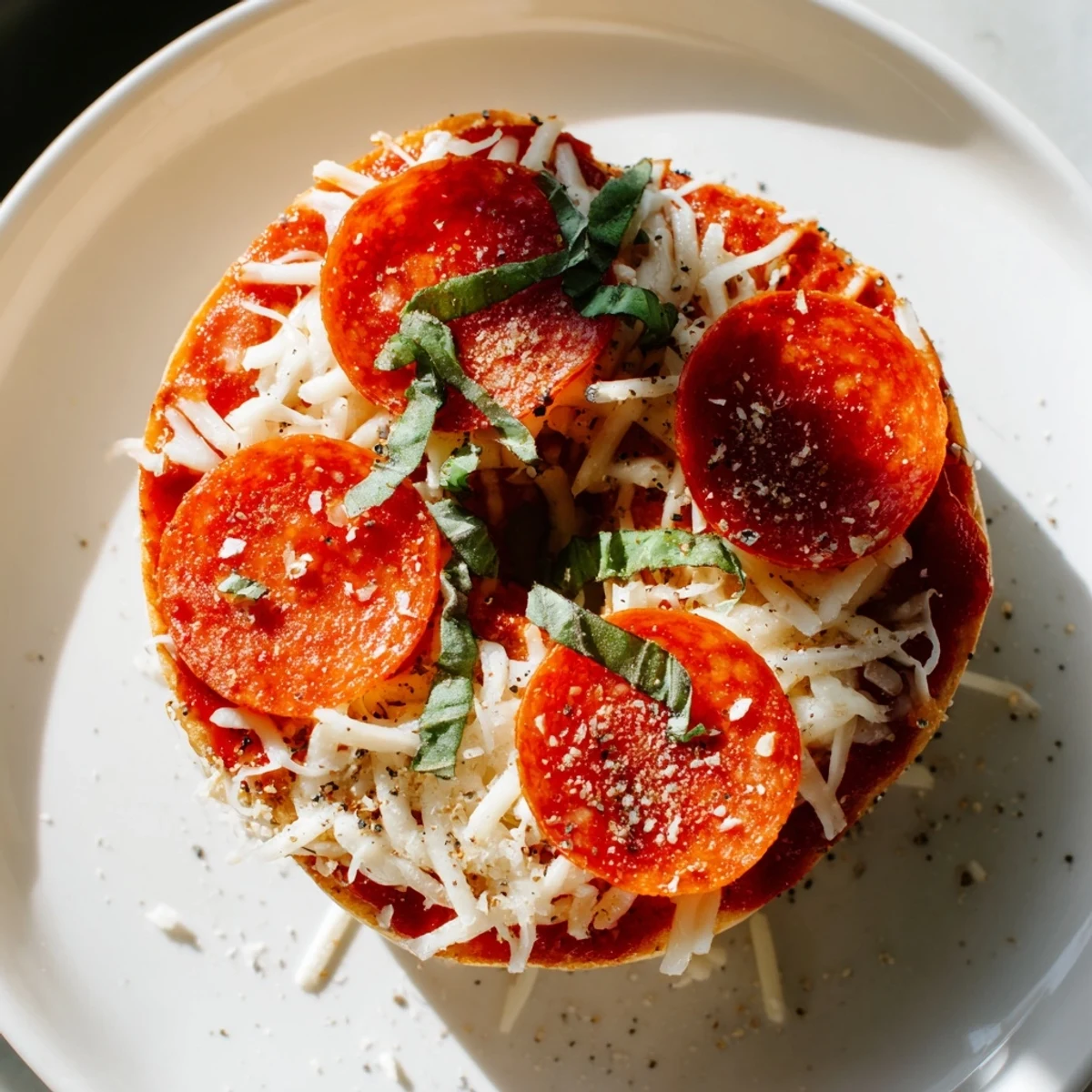 Mouthwatering image of Mini Pepperoni Pizza Bagels, featuring pepperoni and mozzarella, ideal for lunch.