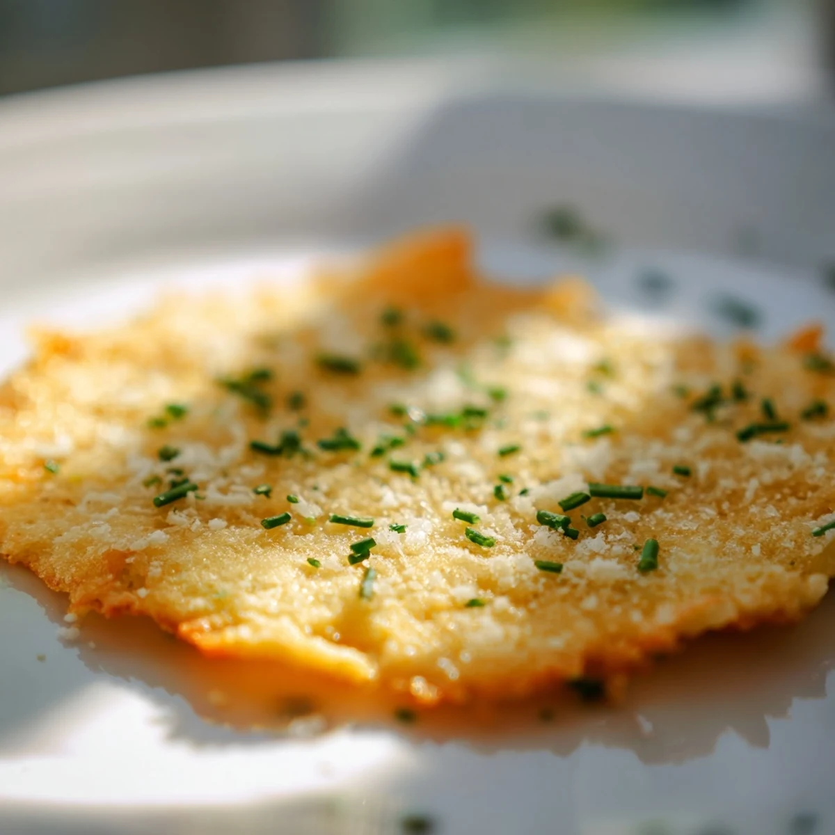 Golden-brown, crispy cottage cheese chips perfectly arranged for a healthy snack or appetizer.