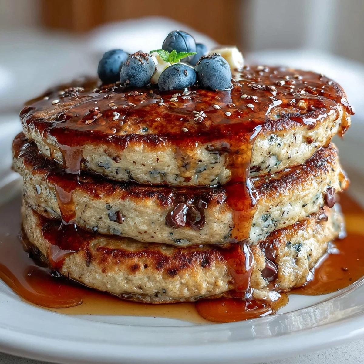 Golden-brown Protein Power Pancakes cooked on a griddle, revealing a fluffy interior perfect for a quick and energizing start to your morning.