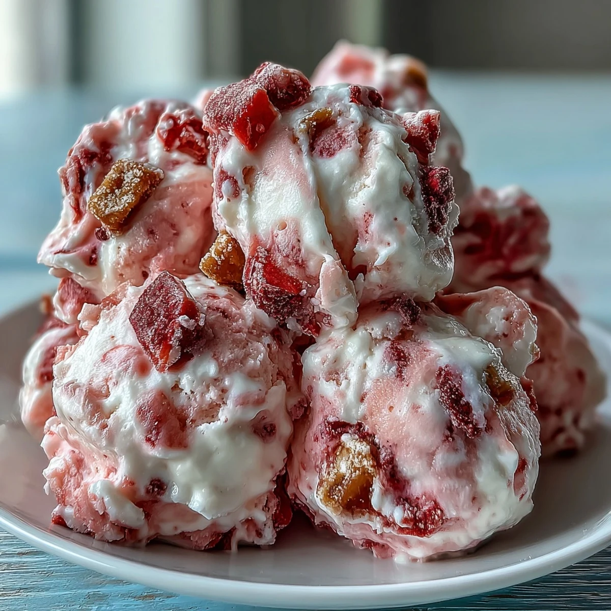Golden clusters of Strawberry & Banana Yoghurt Clusters on a baking sheet, featuring creamy swirled yogurt with crunchy freeze-dried fruit.  