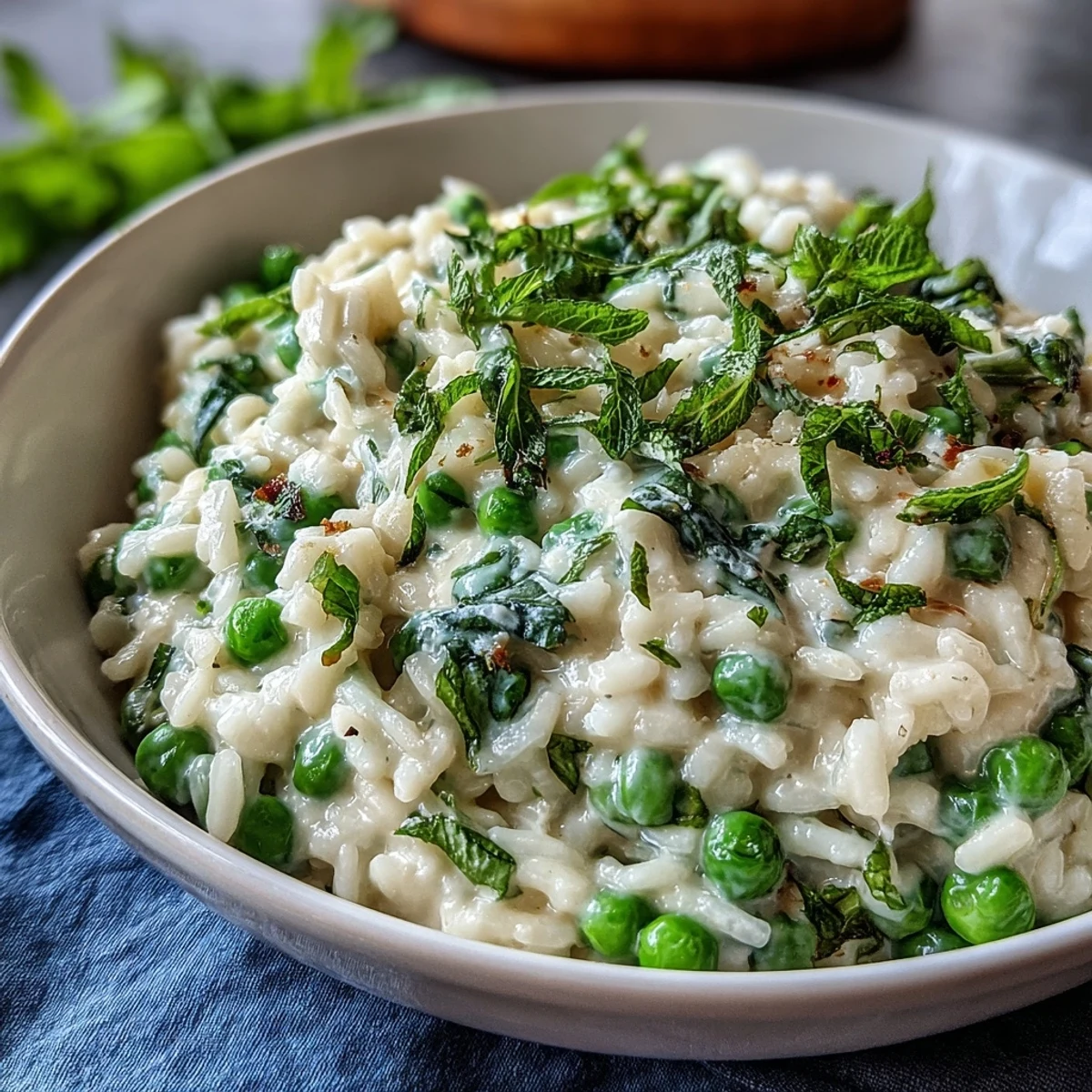 Creamy Pea and Mint Risotto with Parmesan