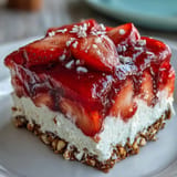 Sweet and salty layers of Memorial Day Strawberry Pretzel Salad Dessert ready for summer.