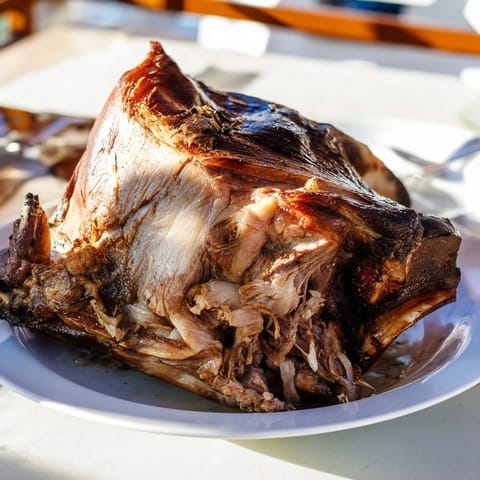 Tender, falling-apart Slow-Roasted Pork Shoulder with a rich cider glaze, ready to serve with sides.