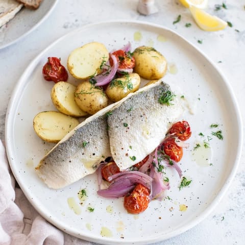 One-Tray Baked Trout Garlic Herbs