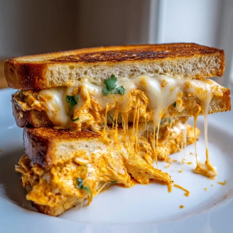 This warm, comforting Savory Butter Chicken Grilled Cheese features perfectly melted cheese with spiced chicken.