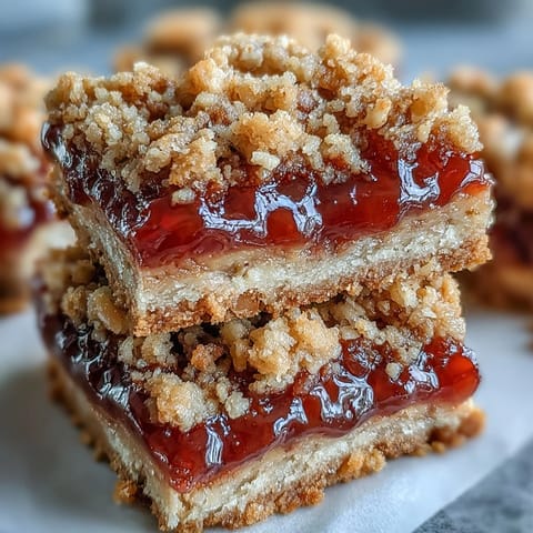 Golden-brown Guava Jam Bars are cut into squares and served on a white plate, showcasing the vibrant pink guava jam filling.