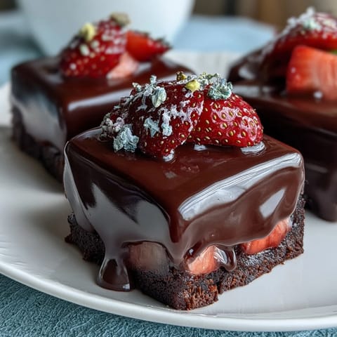 Layered Dubai Chocolate Strawberry Bark with swirls of dark and white chocolate, topped with fresh strawberries and pistachios.