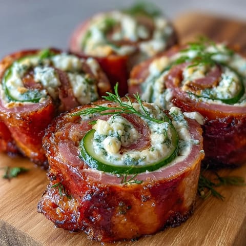 Creamy ham pinwheels with tangy pickles make a perfect no-cook appetizer, ideal for parties and quick snacking.