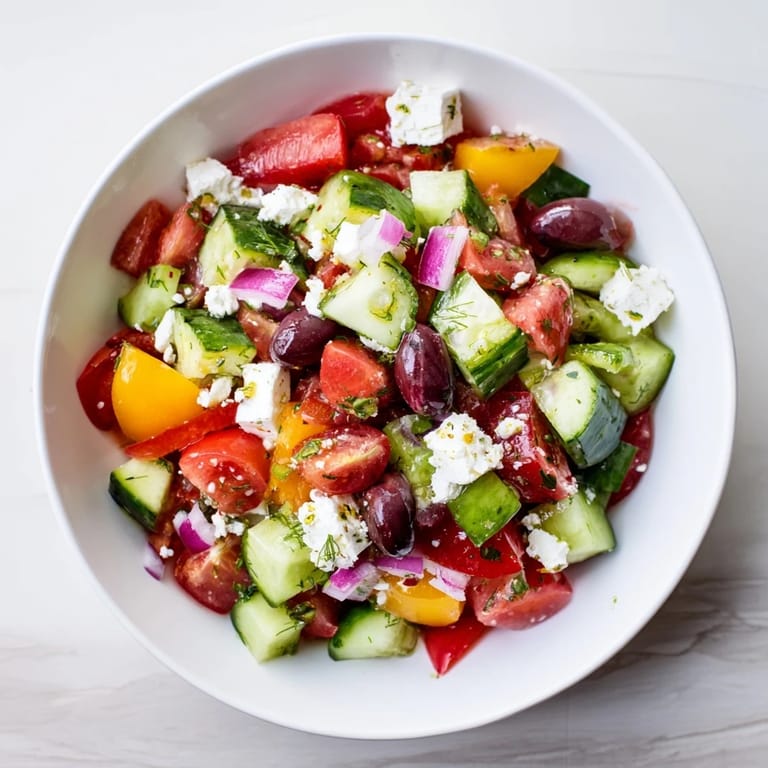 Imagine a close-up of Fresh Mediterranean Salad with chickpeas and olives, a perfect, light lunch option.