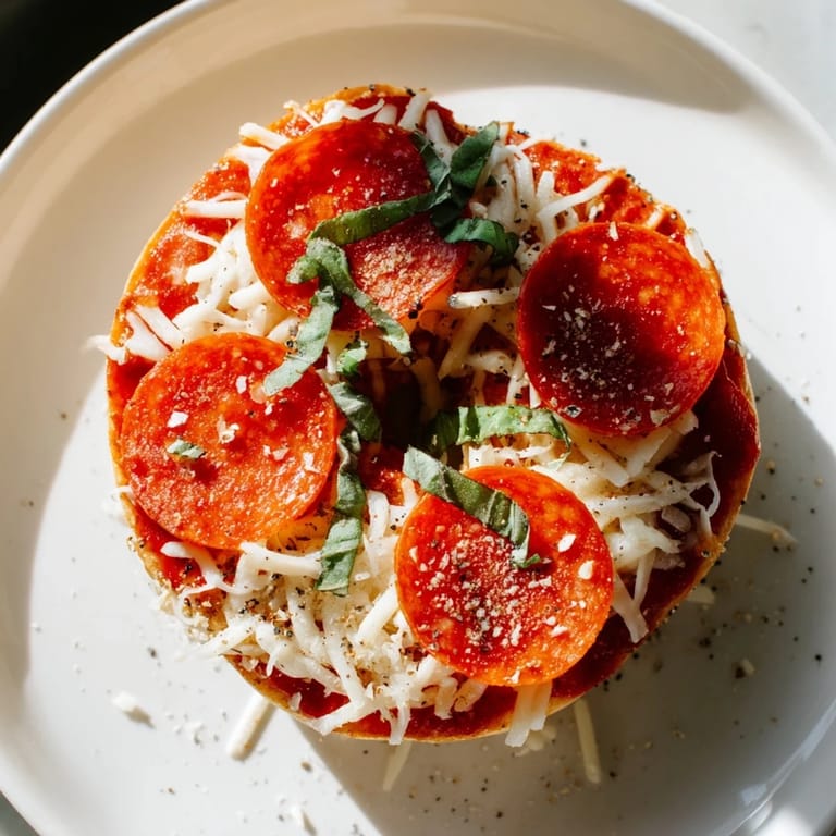 Mouthwatering image of Mini Pepperoni Pizza Bagels, featuring pepperoni and mozzarella, ideal for lunch.