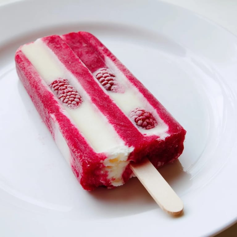 A photo showing homemade and refreshing Raspberry Coconut Ice Pops, perfect for a hot afternoon.