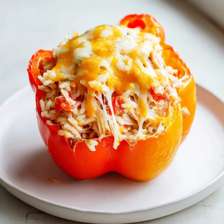 Filled with savory chicken and cheese, these Cheesy Chicken Stuffed Peppers offer a comforting, delicious meal.