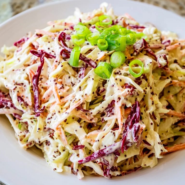 Crisp and cool Quick Coleslaw Salad, with a tangy creamy dressing, a perfect easy side dish.