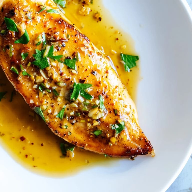 Pan-seared Lemon Pepper Chicken plated with fluffy mashed potatoes and asparagus, drizzled with zesty lemon-pepper butter sauce.