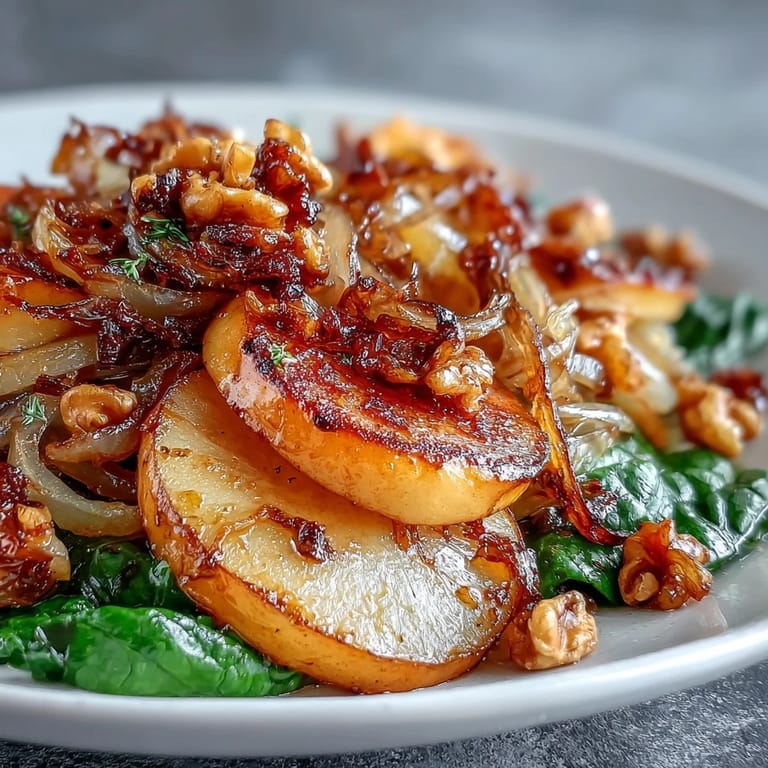 A plated serving of Warm Apple and Sauerkraut Skillet Salad beside a fork on a rustic table.