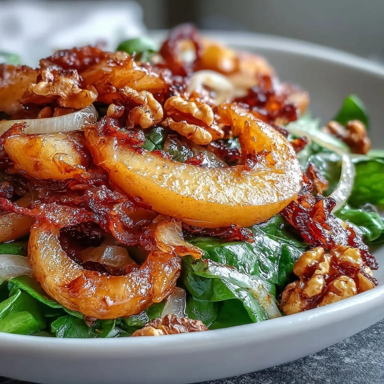 Sizzling apples and onions in a skillet with sauerkraut, creating a tangy-sweet warm salad ready to serve.