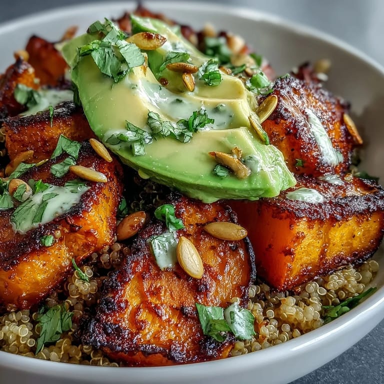 A close-up of Butternut Squash Steak Bowls shows juicy steak, tender squash, and fresh greens tossed in zesty lime dressing.
