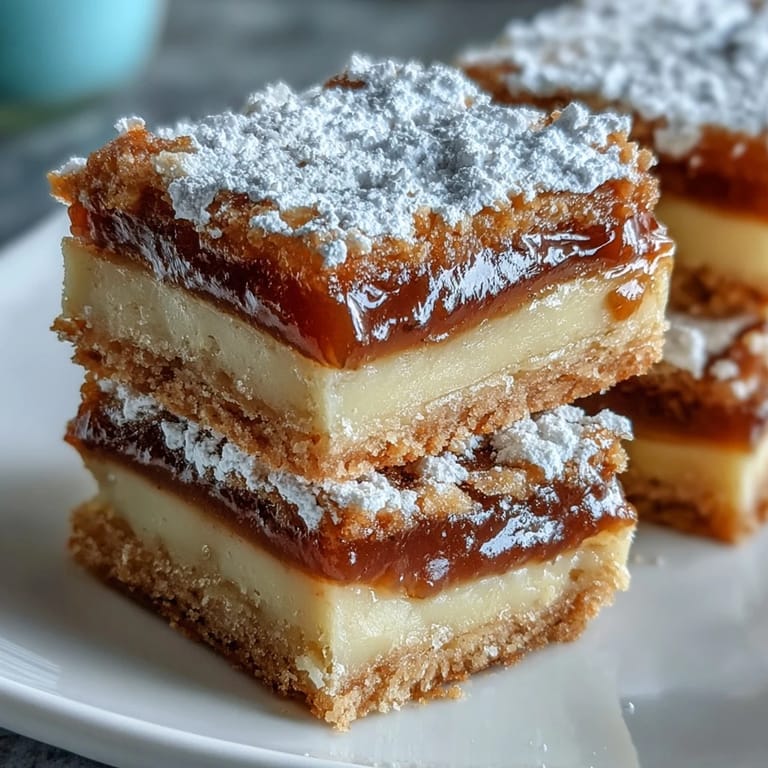 Golden Earl Grey Tea, Guava, and Lemon Bars on a platter with a cup of tea, highlighting the tropical guava swirl.