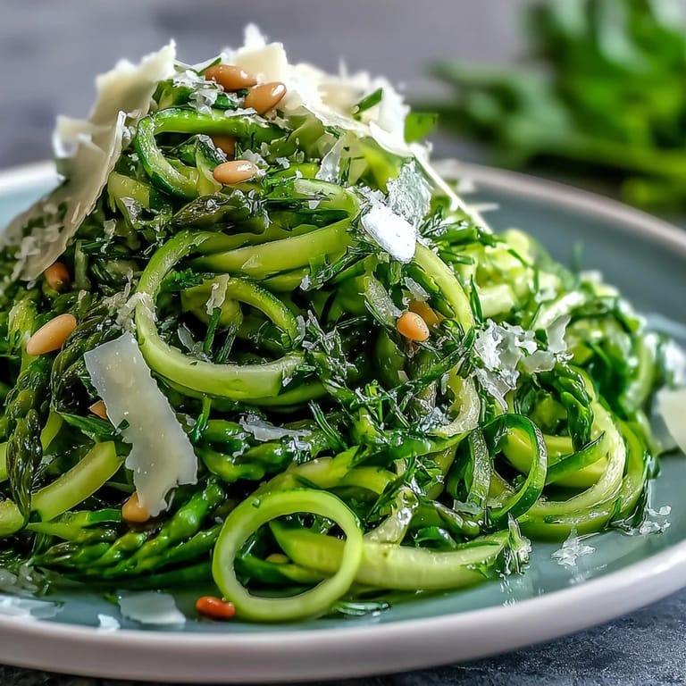 Crisp asparagus ribbons with a tangy lemon dressing and shaved Parmesan, ideal for a light vegetarian appetizer or salad.