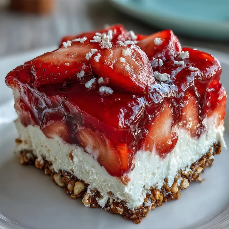 Sweet and salty layers of Memorial Day Strawberry Pretzel Salad Dessert ready for summer.