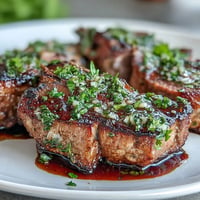 Juicy pan-seared lamb chops glistening with bright, zesty gremolata, ready to serve.