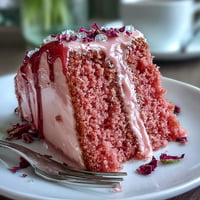 Elegant pink Bridal Shower Rosé Velvet Cake with shimmering gold drip.